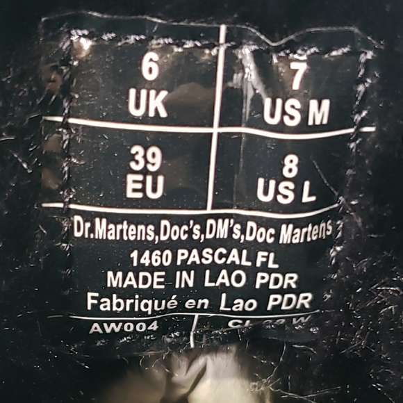 Dr. Martens 1460 Pascal Faux Fur Lined Lace Up Boots Black Leather Women Size 8 - Picture 12 of 12